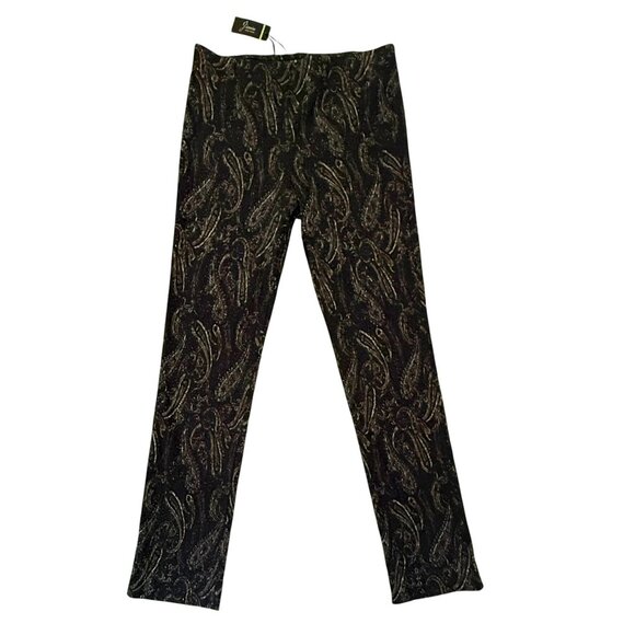 J'Envie Pants - JEnvie New York Black Paisley Jacquard Pants Size 10 Made in USA Quiet Luxury